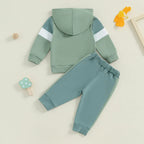 Stripe Color Patchwork Hoodie Outfit