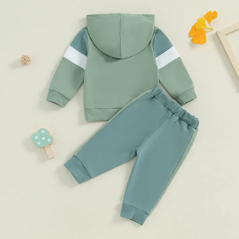 Stripe Color Patchwork Hoodie Outfit