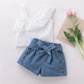 Lace Off Shoulder Top & Belted Shorts