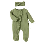 Solid Footies Ruffled Onesie & Headband