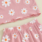Ribbed Flower T-shirt & Shorts