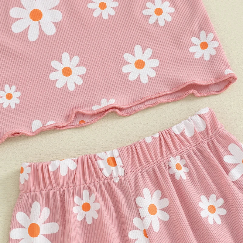 Ribbed Flower T-shirt & Shorts