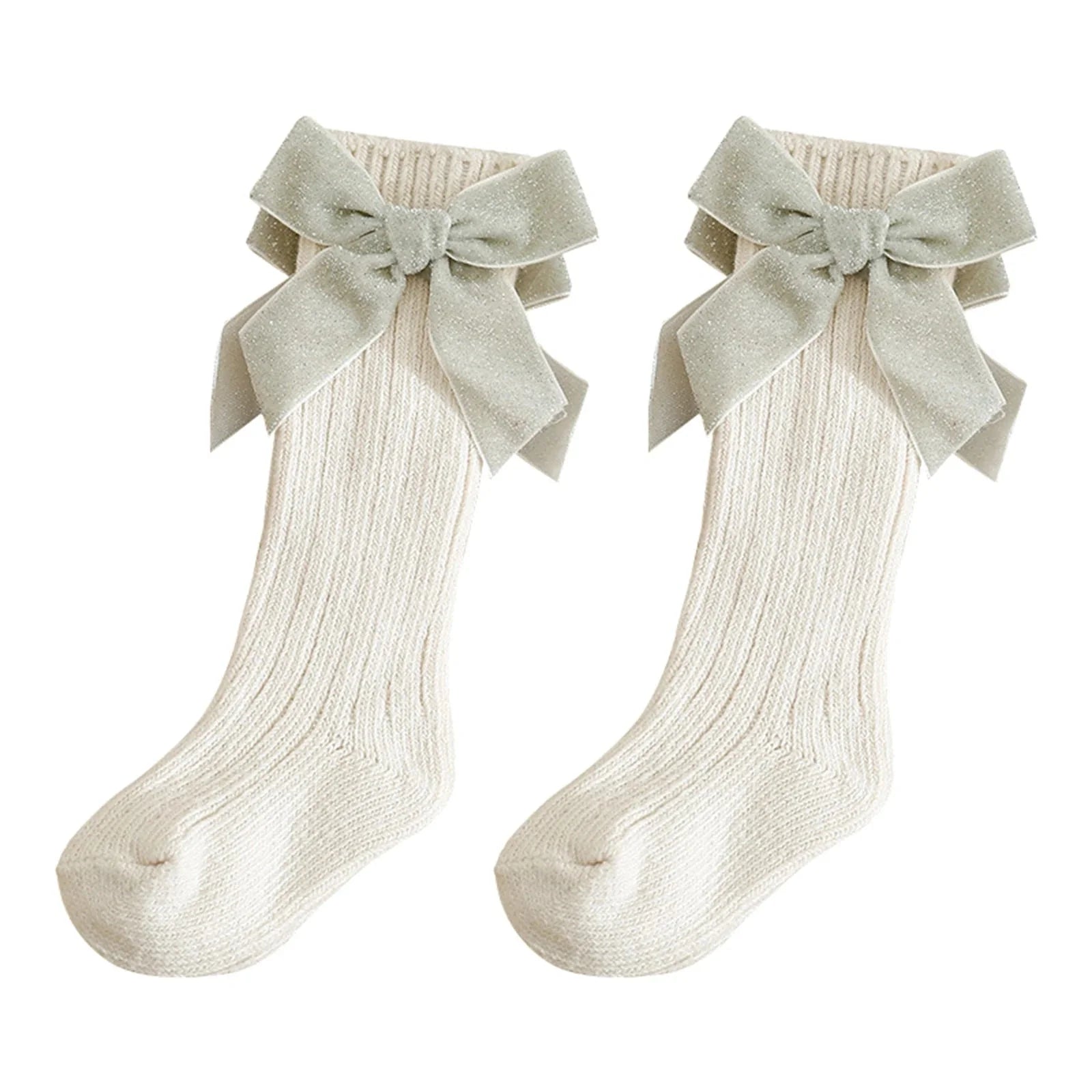 Glitter Bow Over the Knee Socks