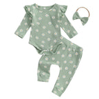 Ribbed Ruffle Daisy Outfit & Headband