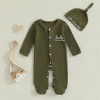Hello I'm New Here Ribbed Footie Onesie & Hat