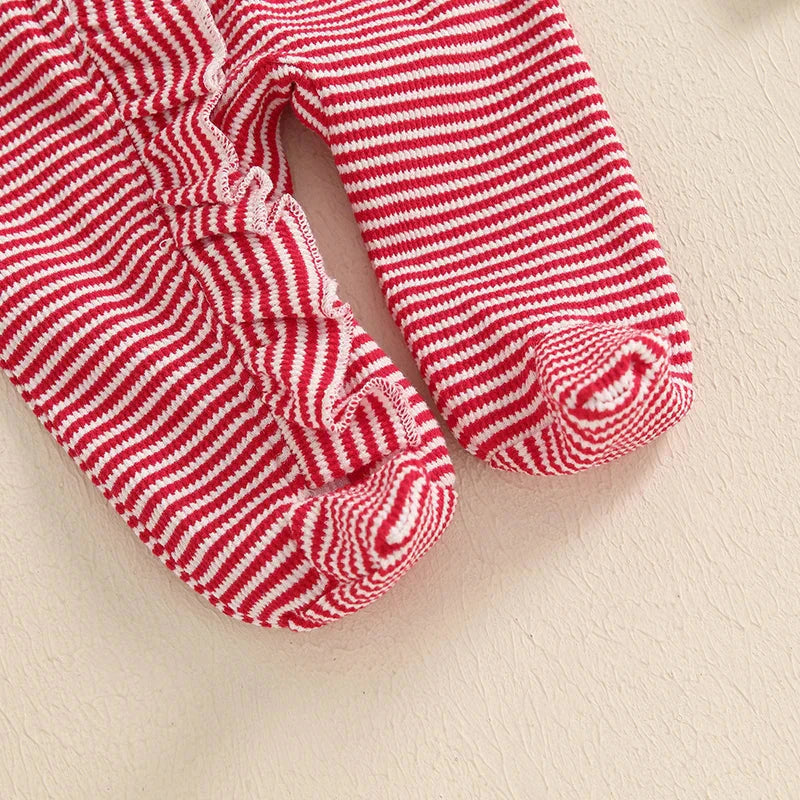 Striped Ruffle Footie Onesie & Bow