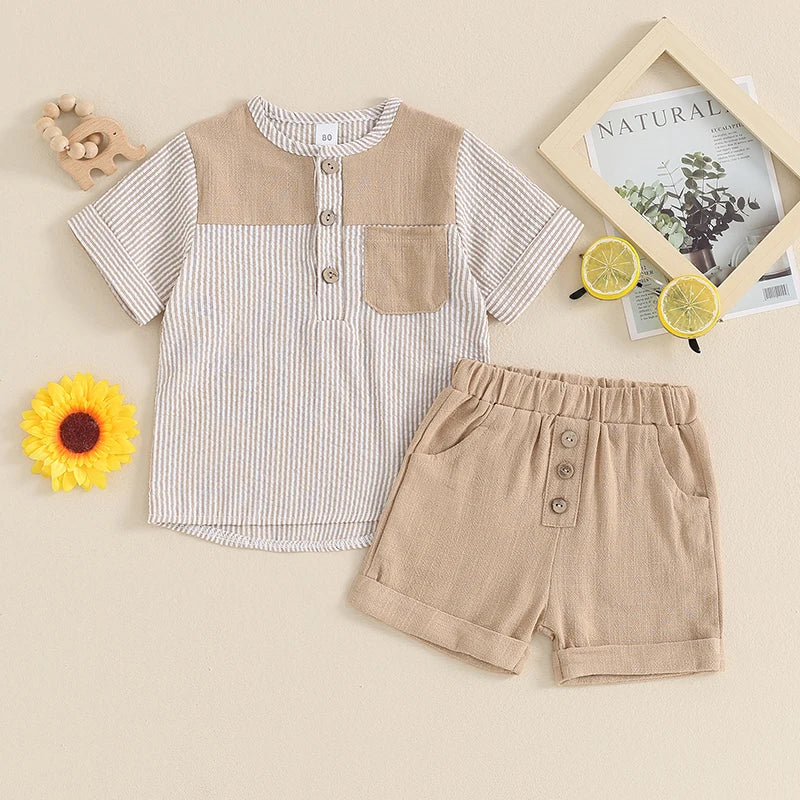 Striped Pocket Top & Shorts