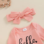 Hello I'm New Here Ribbed Onesie & Bow