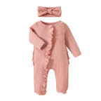 Solid Footies Ruffled Onesie & Headband