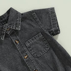 Collared Denim Romper