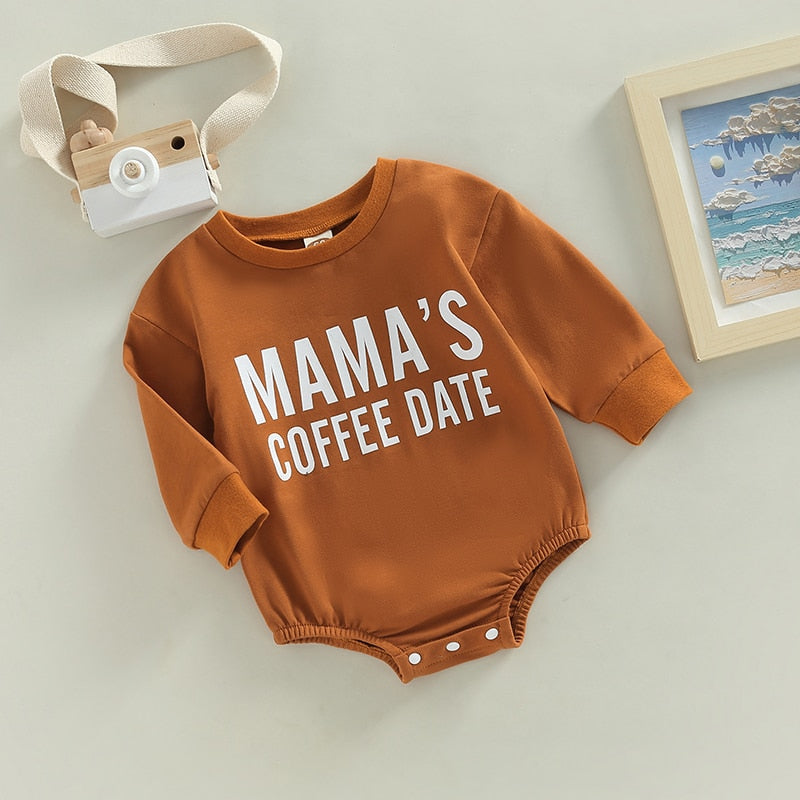 Mama's Coffee Date Long Sleeve Onesie