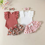 Baby Girl Ruffle Romper & Floral Shorts Set