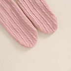 Solid Knit Bow Dress with Socks & Headband