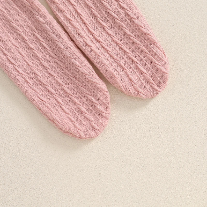 Solid Knit Bow Dress with Socks & Headband
