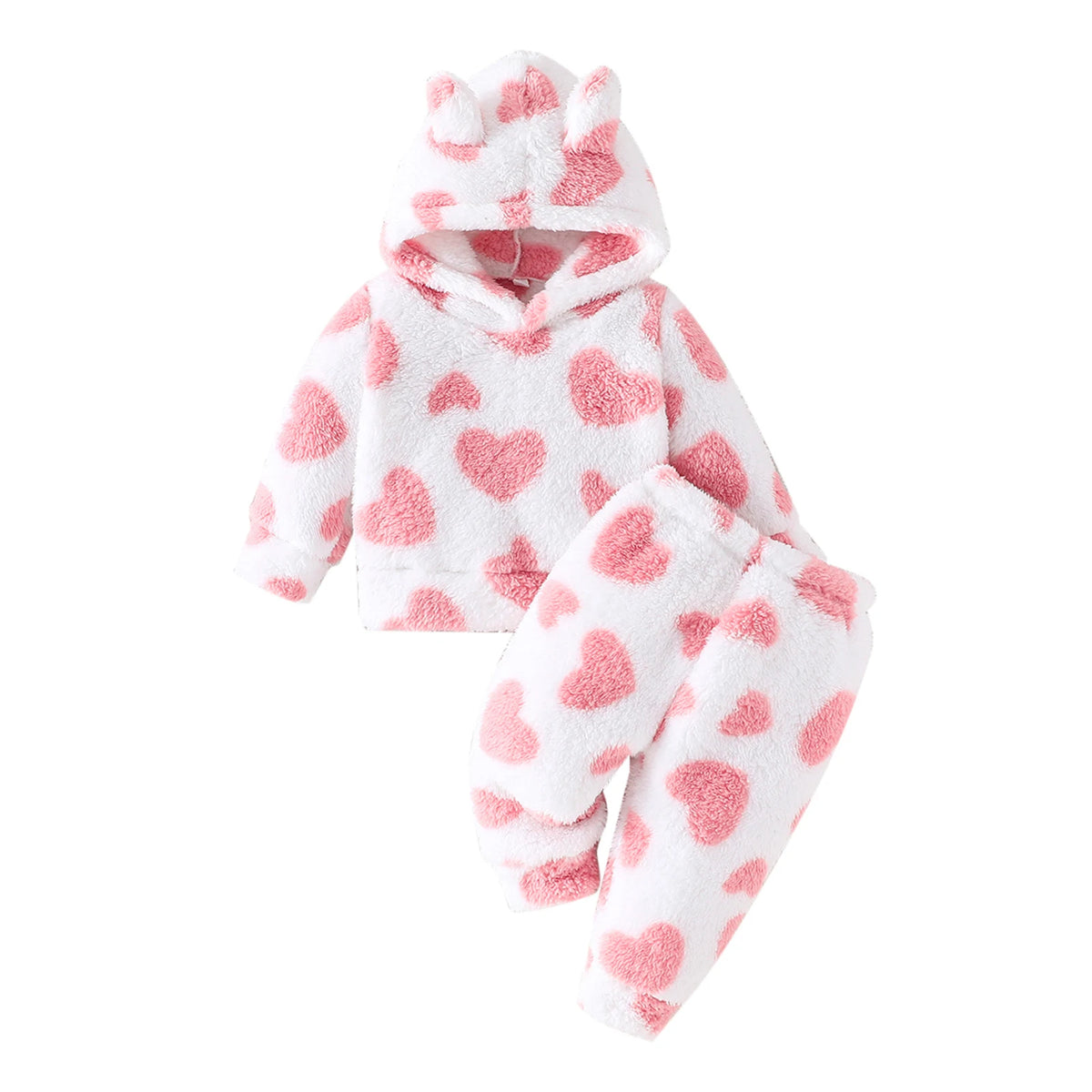 Plush Hoodie Heart 2Pcs Set