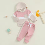 Stripe Color Patchwork Hoodie Outfit