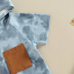 Hooded Pocket Tie Dye T-Shirt & Shorts