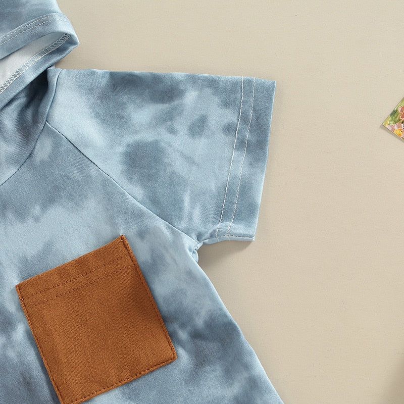 Hooded Pocket Tie Dye T-Shirt & Shorts