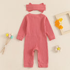 Solid Ribbed Romper & Headband