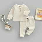 Solid Button Jogger Set