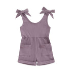 Ribbed Pocket Shoulder Tie Romper