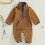 Solid Fleece Pocket Romper