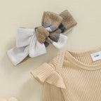 Piper Plaid Overalls Dress & Bow Outfit