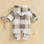 Plush Plaid Hoodie Romper
