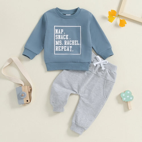 "Nap Snack Repeat" Baby Sweatshirt & Jogger Set