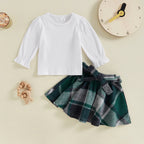 Ribbed Tamara Top & Plaid Skirt