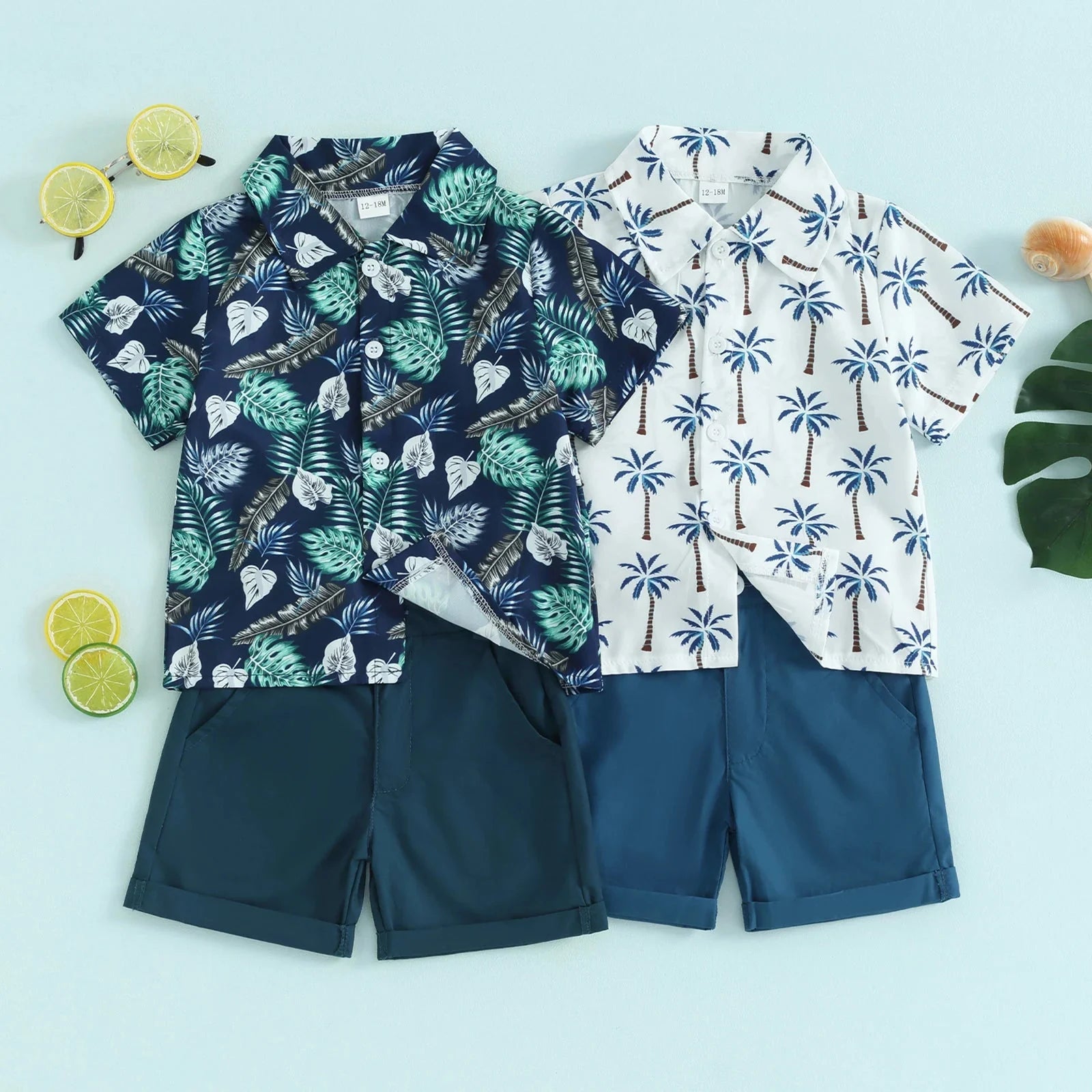 Summer Beach Days Collared Shirt & Shorts