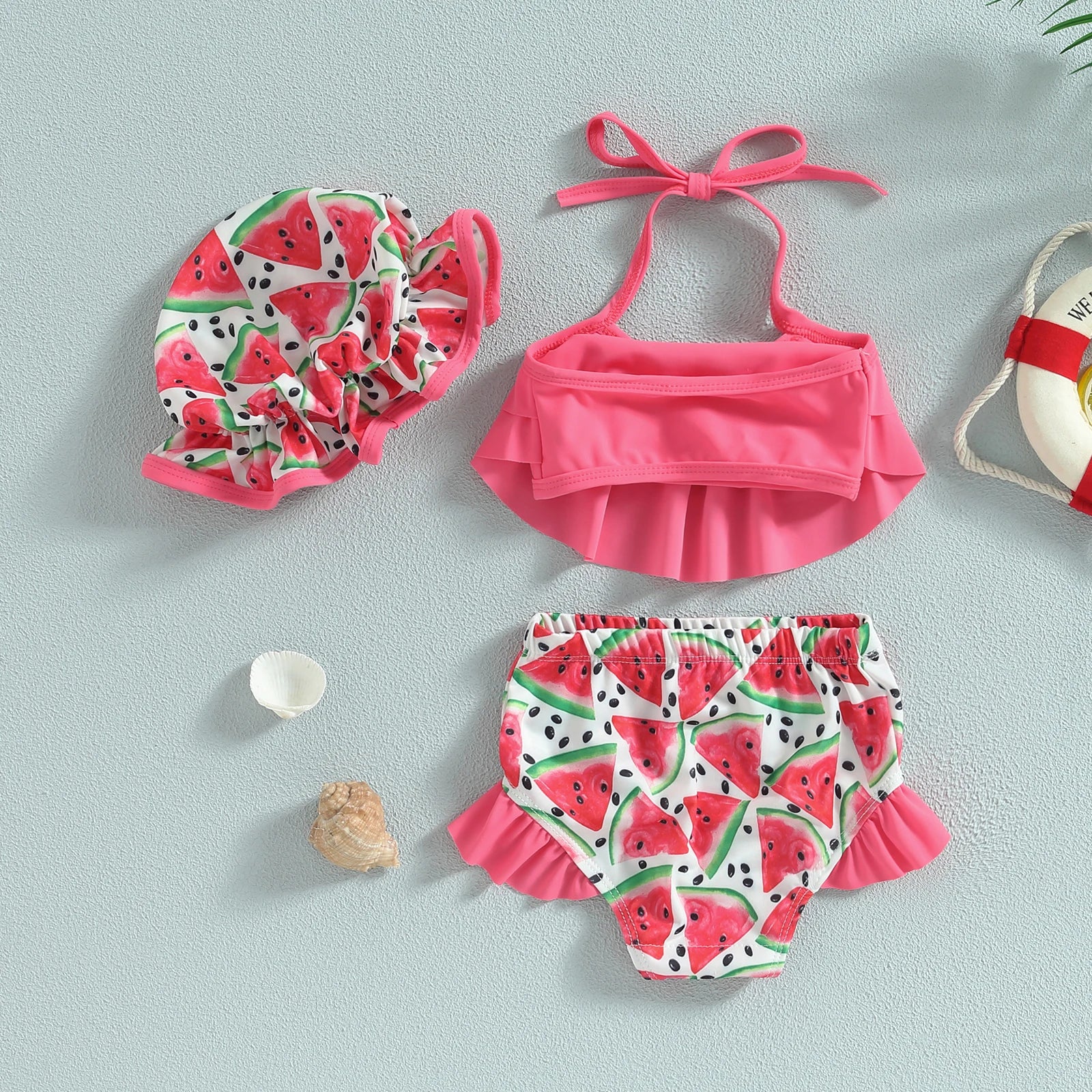 Ruffled Mermaid Fruit Swimsuit & Hat