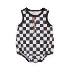 Checkered Button Onesie
