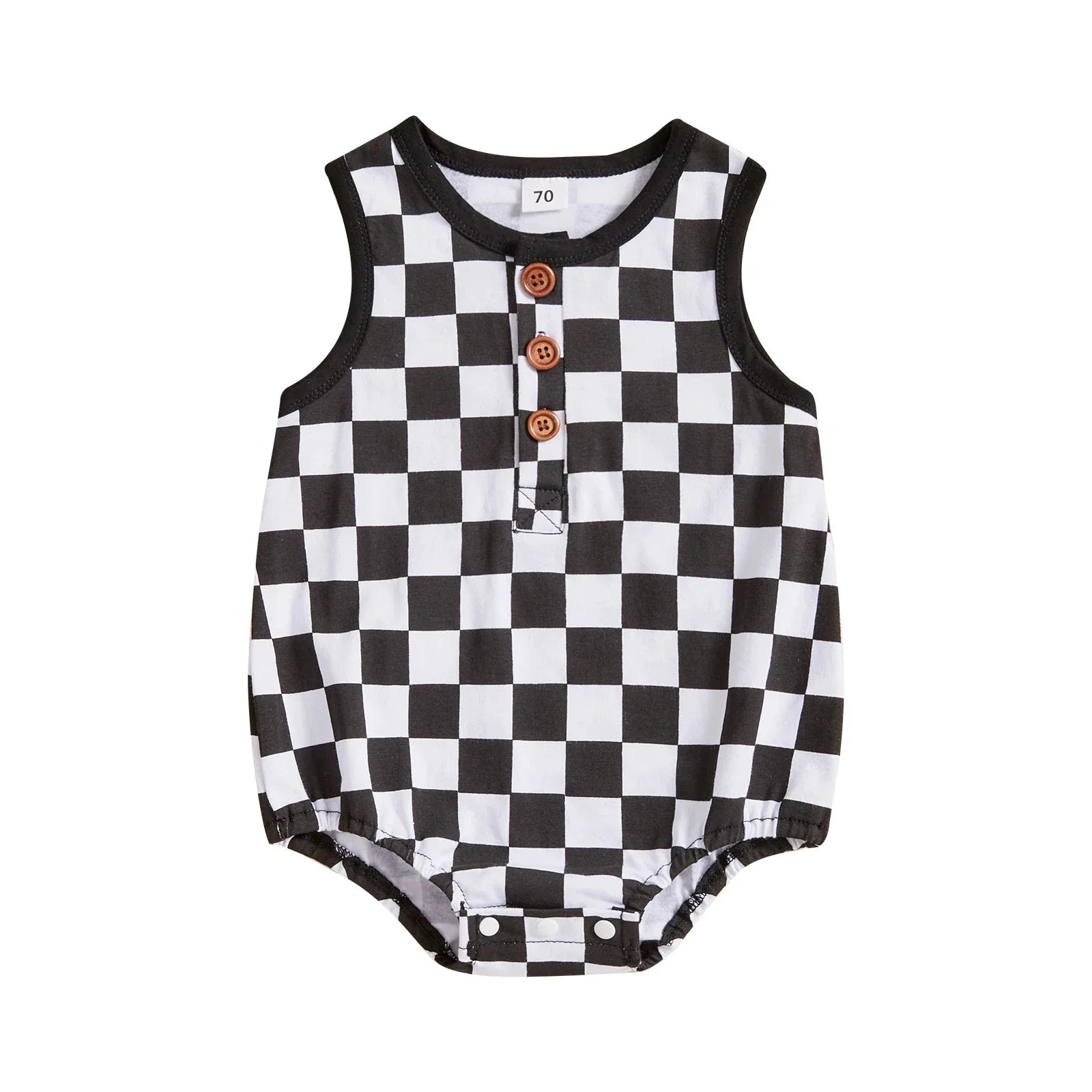 Checkered Button Onesie