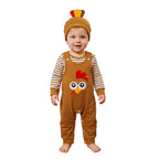 Thanksgiving Outfit Striped Rompers and Turkey Overalls with Hat
