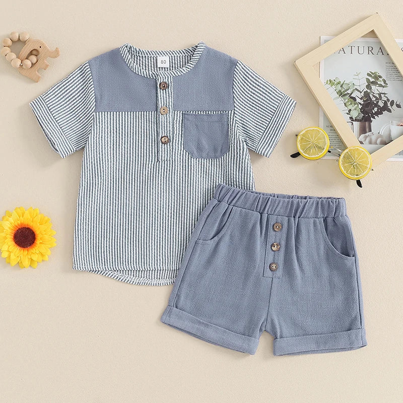 Striped Pocket Top & Shorts