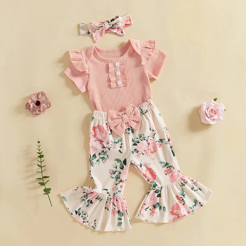 Aveline Floral Bell Bottoms Outfit & Bow