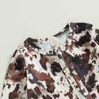 Long Sleeve Cow Print Onesie