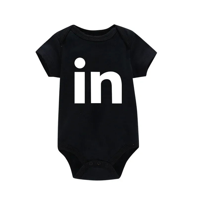 Twin Matching Black Baby Bodysuits – TW & IN
