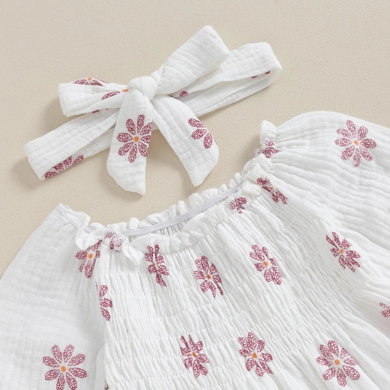 Floral Boho Dress & Matching Bow