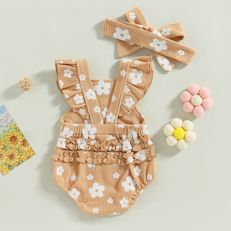 Ruffled Rae Flower Romper & Bow