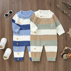 Knitted Striped Button Romper