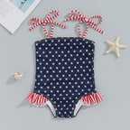 Shoulder Tie Stars & Stripes Swimsuit