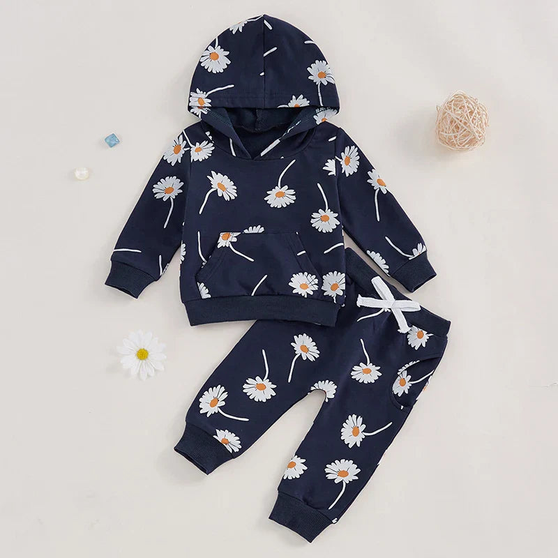 Daisy Flower Hooded Jogger Set