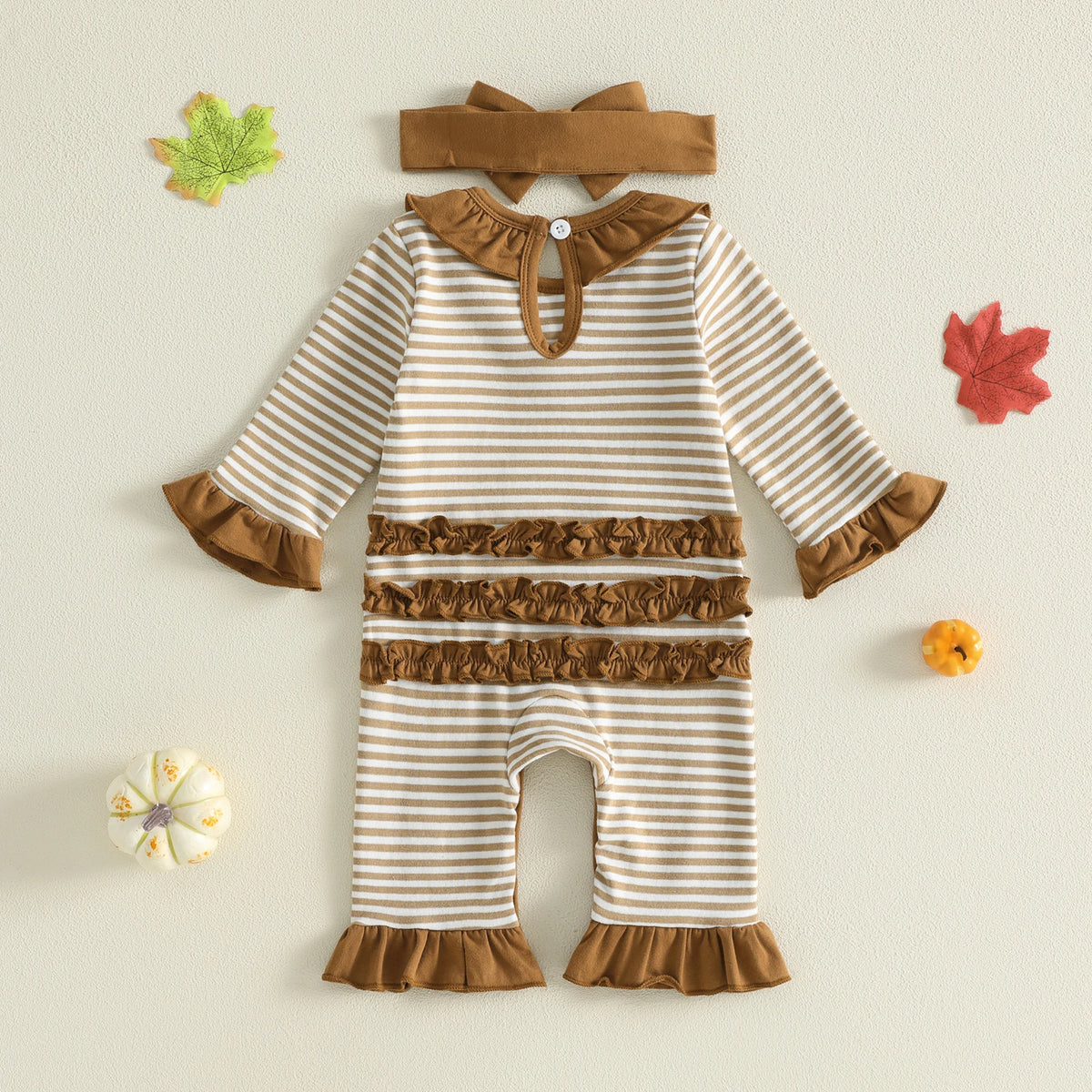 Baby Girl Thanksgiving Croissant Ruffle Romper