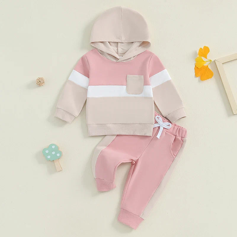 Stripe Color Patchwork Hoodie Outfit