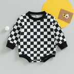 Long Sleeve Checkered Onesie