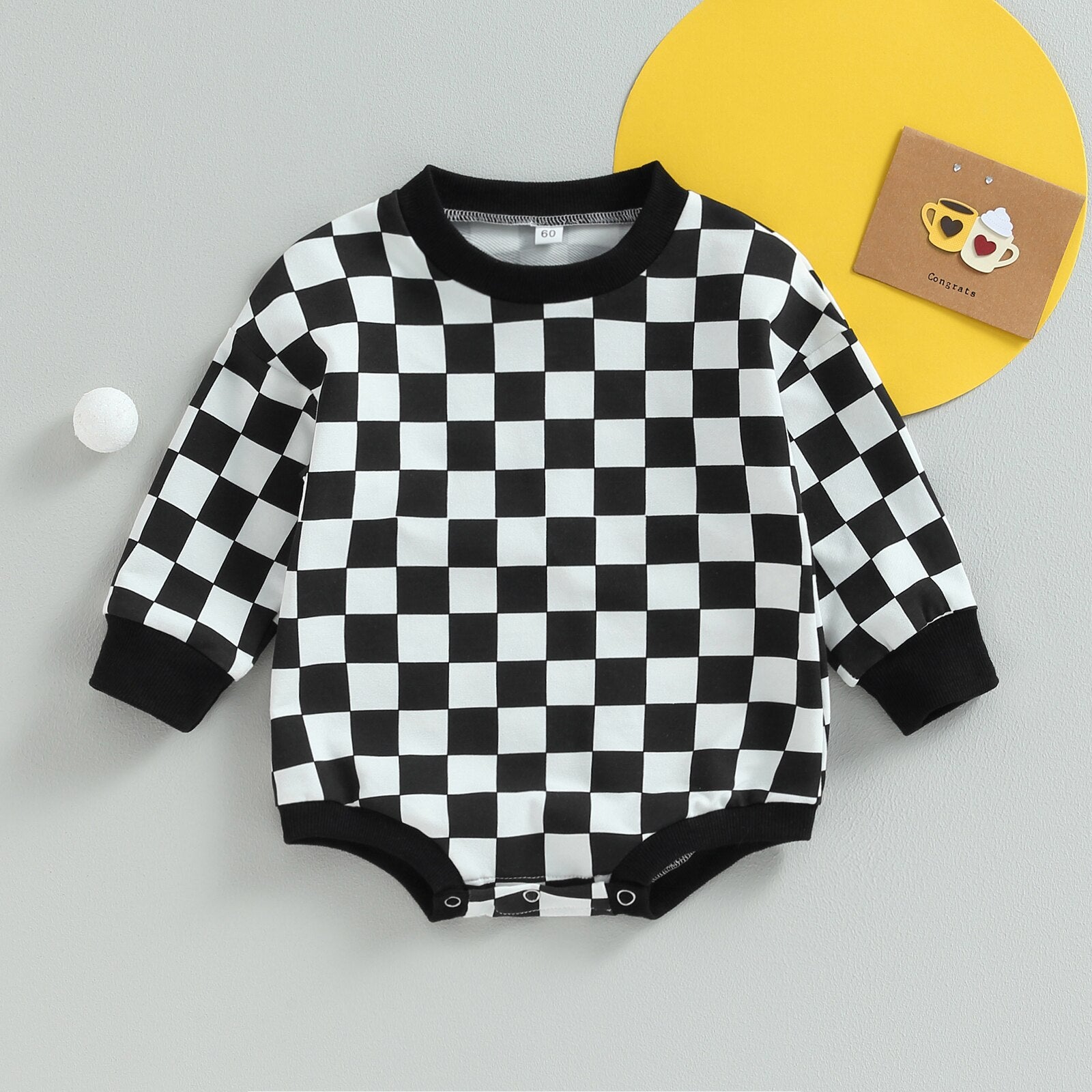 Long Sleeve Checkered Onesie