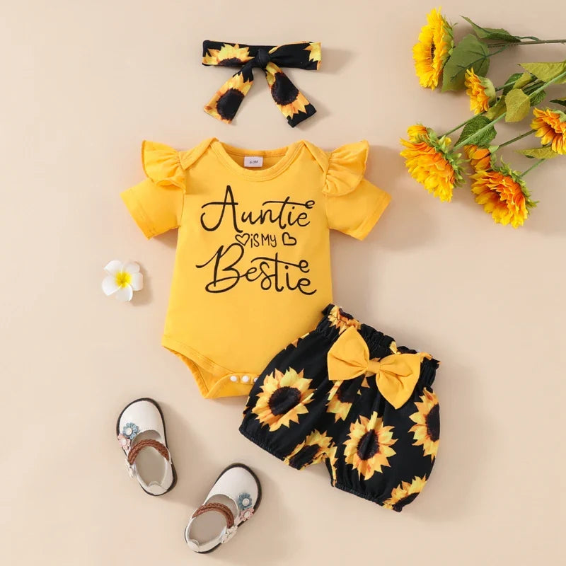 Auntie is My Bestie Sunflower Outfit