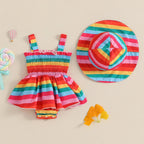 Patterned Summer Romper Dress & Hat